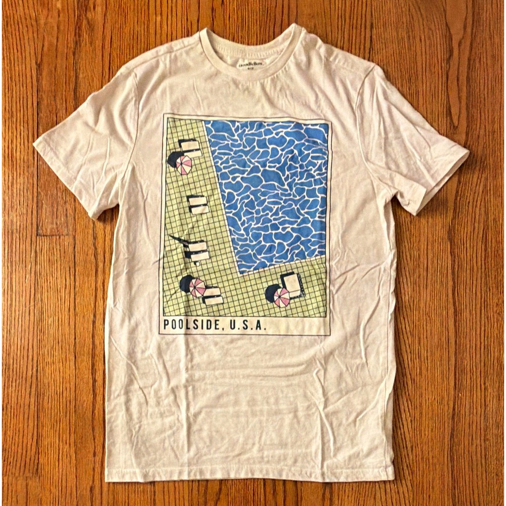Goodfellow & Co Men's White Poolside USA Graphic Crew Neck Tee Short Sleeve S